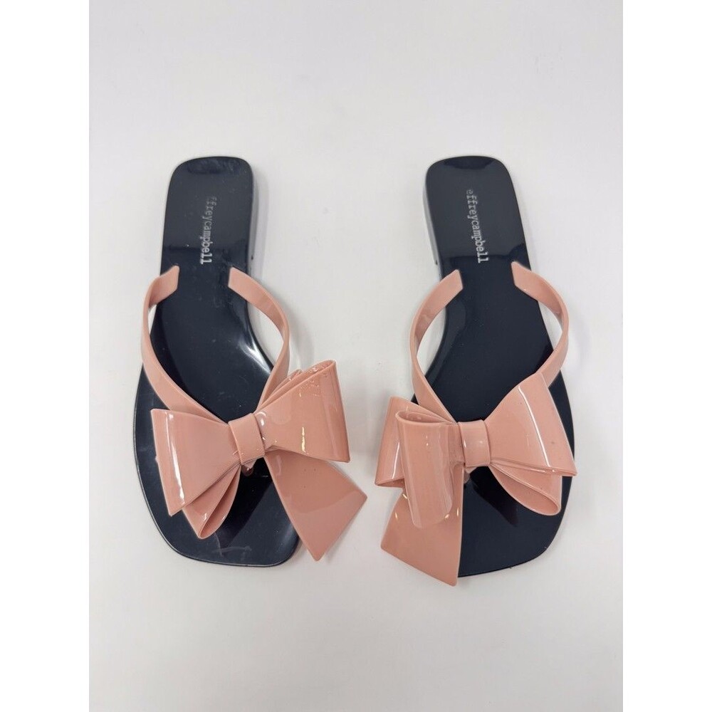 Jeffrey Campbell Sugary Womens Sandals Pink Jelly Bow Flat Thong Square Toe US 8